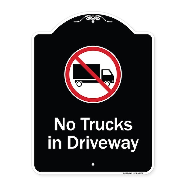 Designer Series-No Trucks In Driveway With Graphic Black & White, 24" x 18", BW-1824-9810